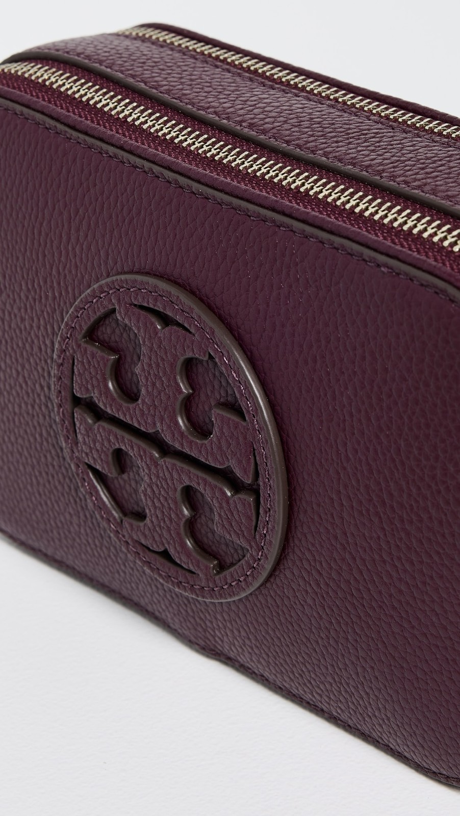 Tory Burch Miller Mini Double Zip Camera Leather Crossbody ~NWT~ Dark Carmine