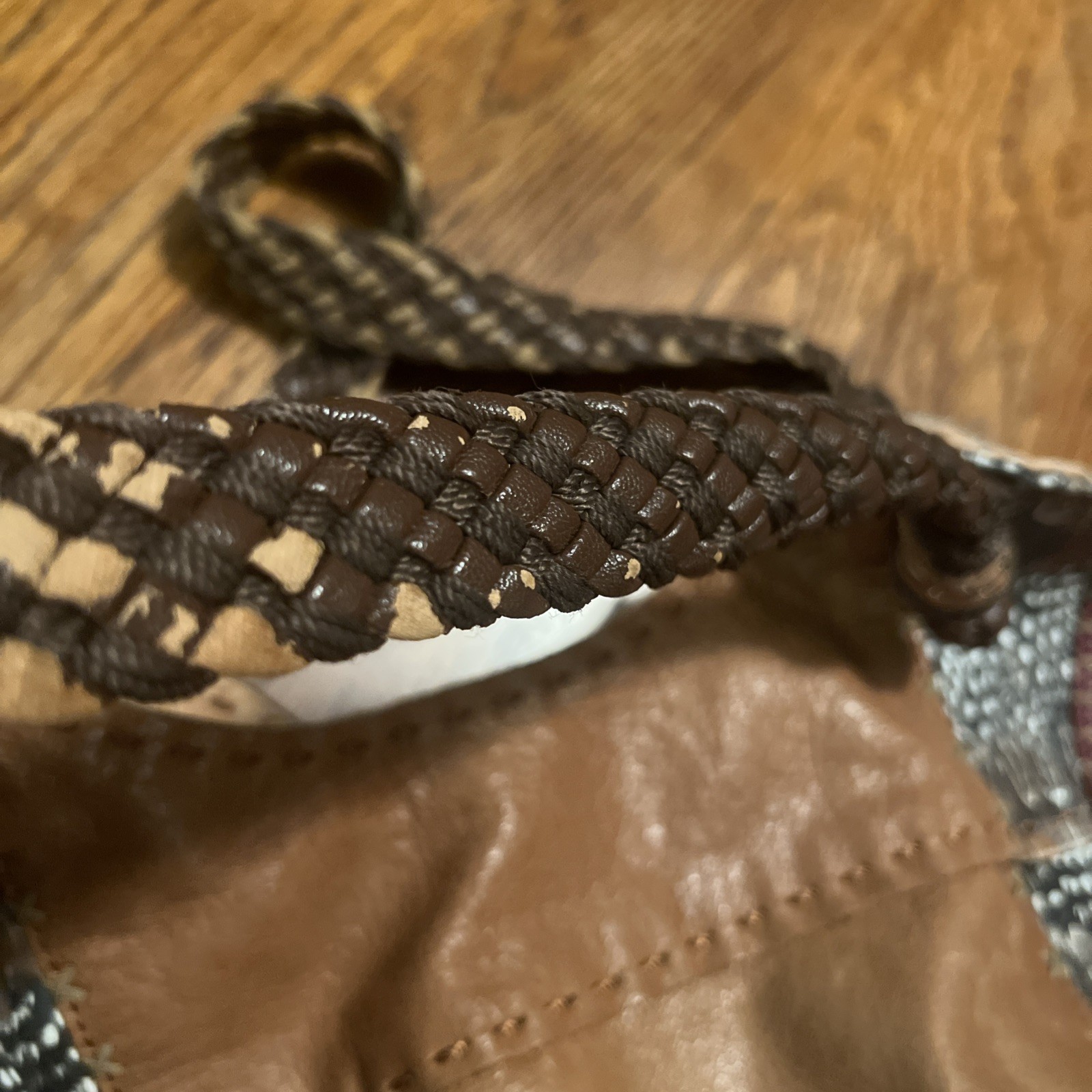 THE SAK Indio Boho Leather Patchwork Purse Hobo Shoulder Bag Braided