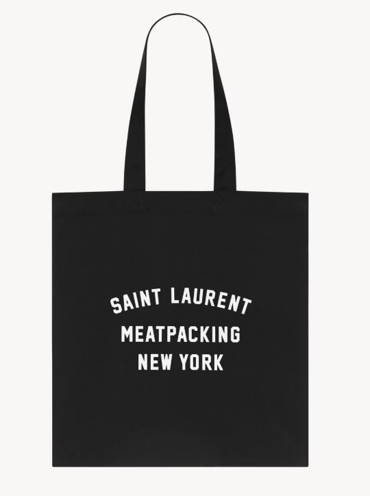 New Saint Laurent Meatpacking New York Cotton Shopping Tote Bag Shopper Black