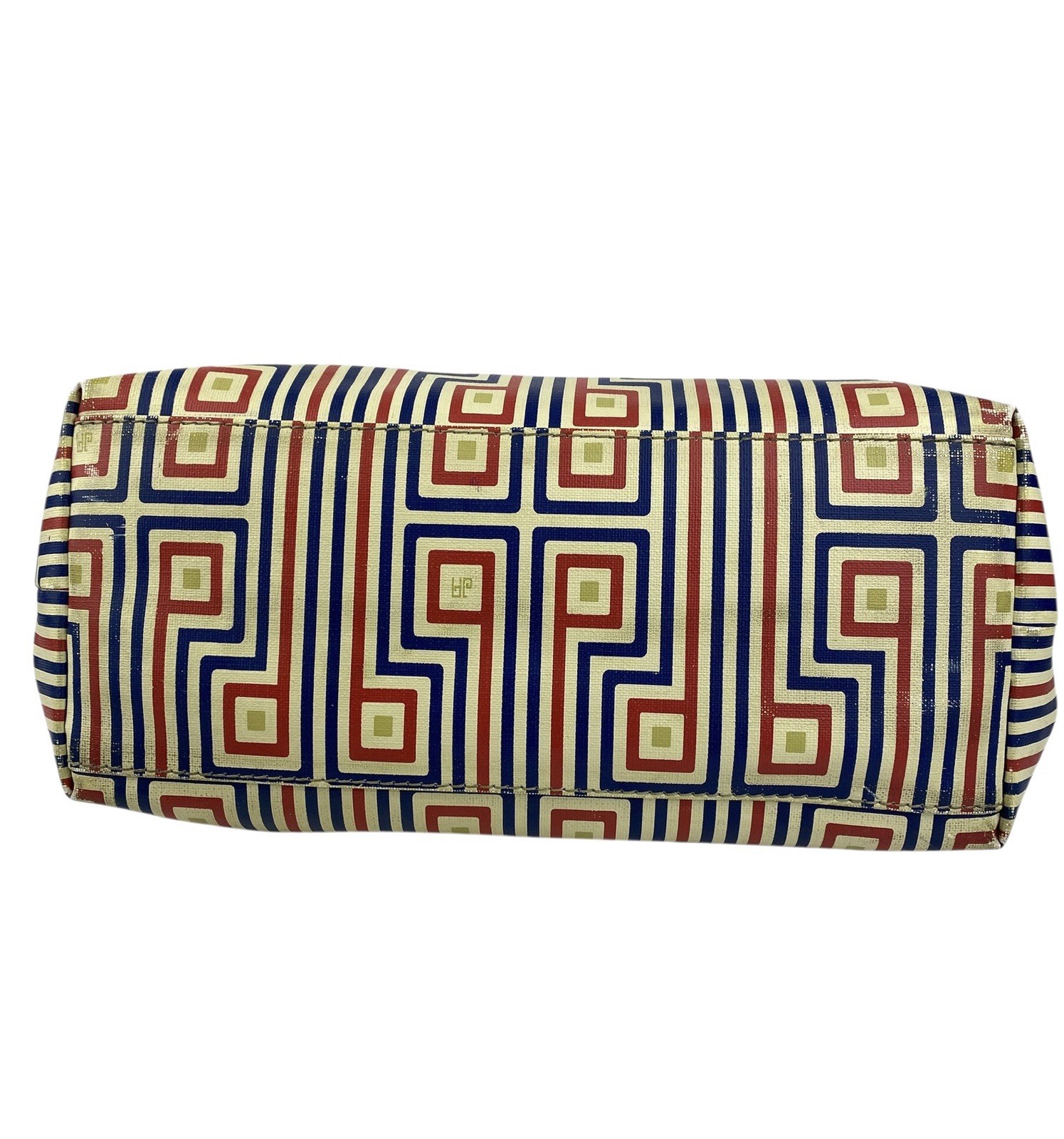 Jonathan Adler Transit Faux Leather Geometric Tote Bag Red Blue Medium Women