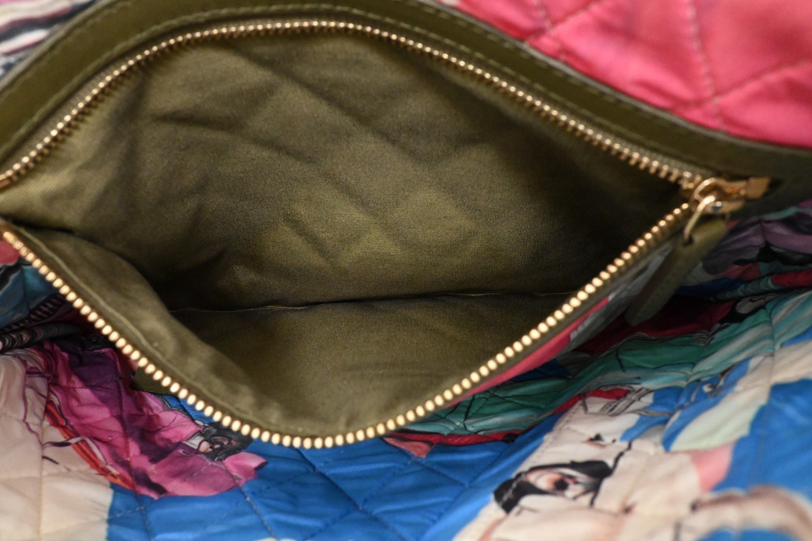 Authentic Chanel Matelasse Clutch Bag in Khaki Leather and Gold Metal
