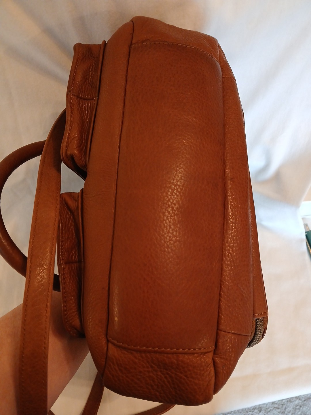 Fossil Brown Leather Cargo Saddlebag Double Handles w Extea Strap #75082 Purse
