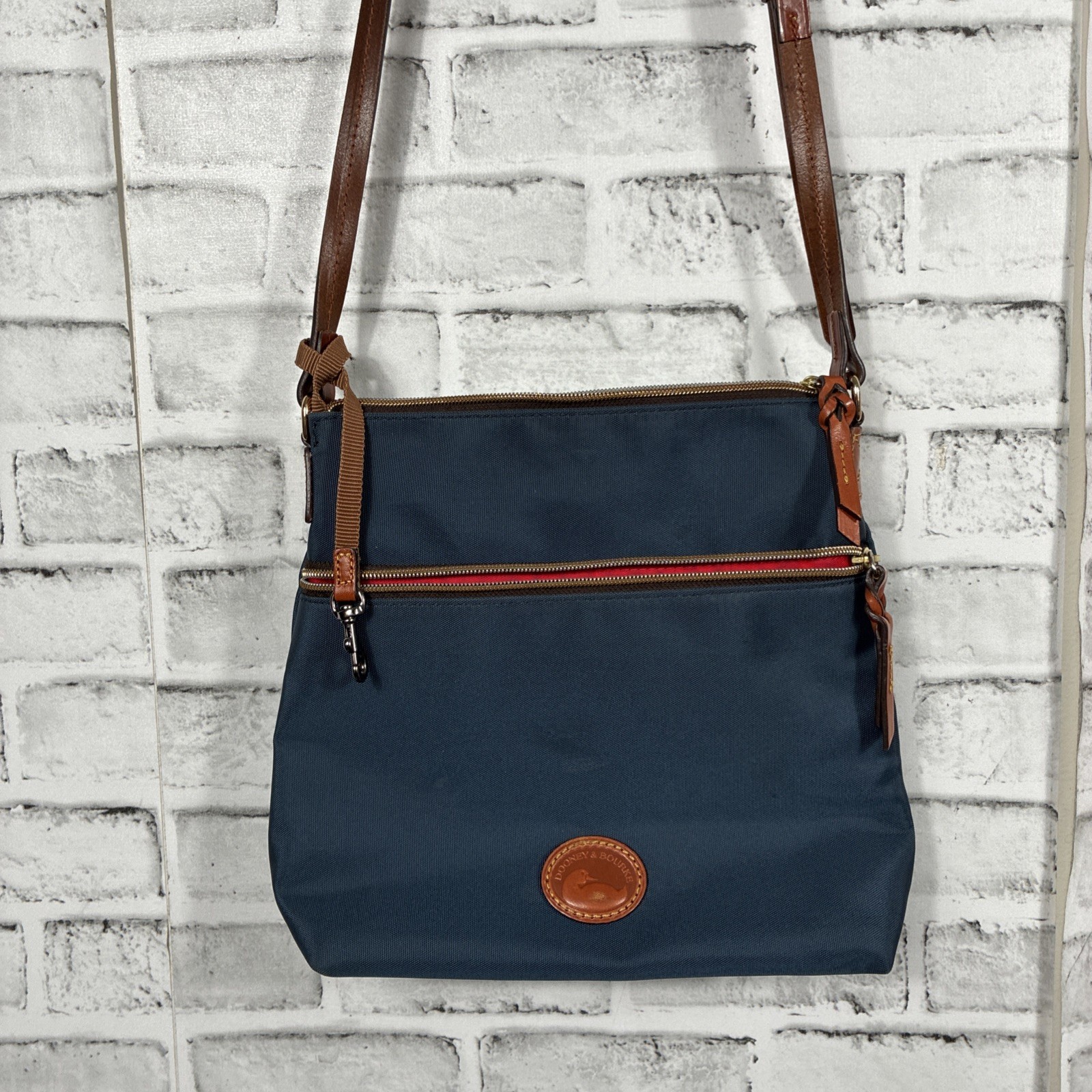 VTG Dooney & Bourke Italian Nylon Canvas Crossbody w/ Vacchetta Leather