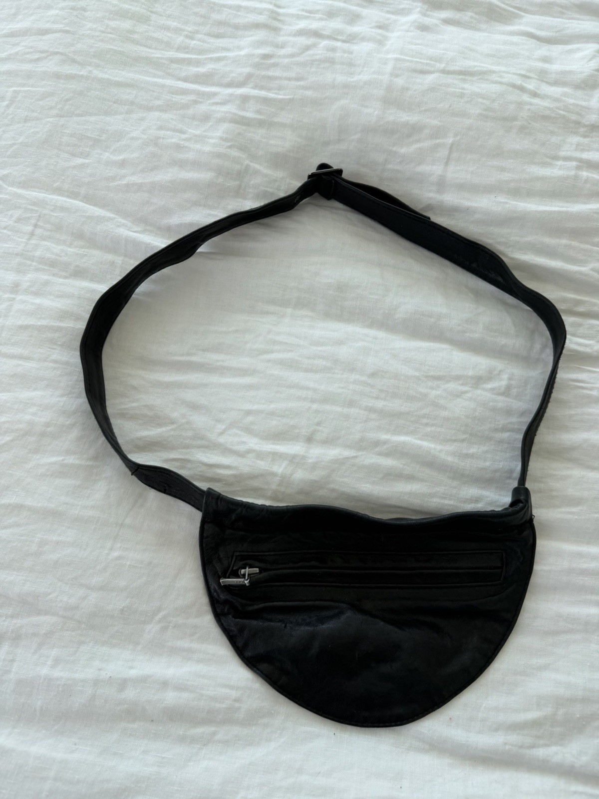 Veronica Beard Black Leather Crescent Belt Bag