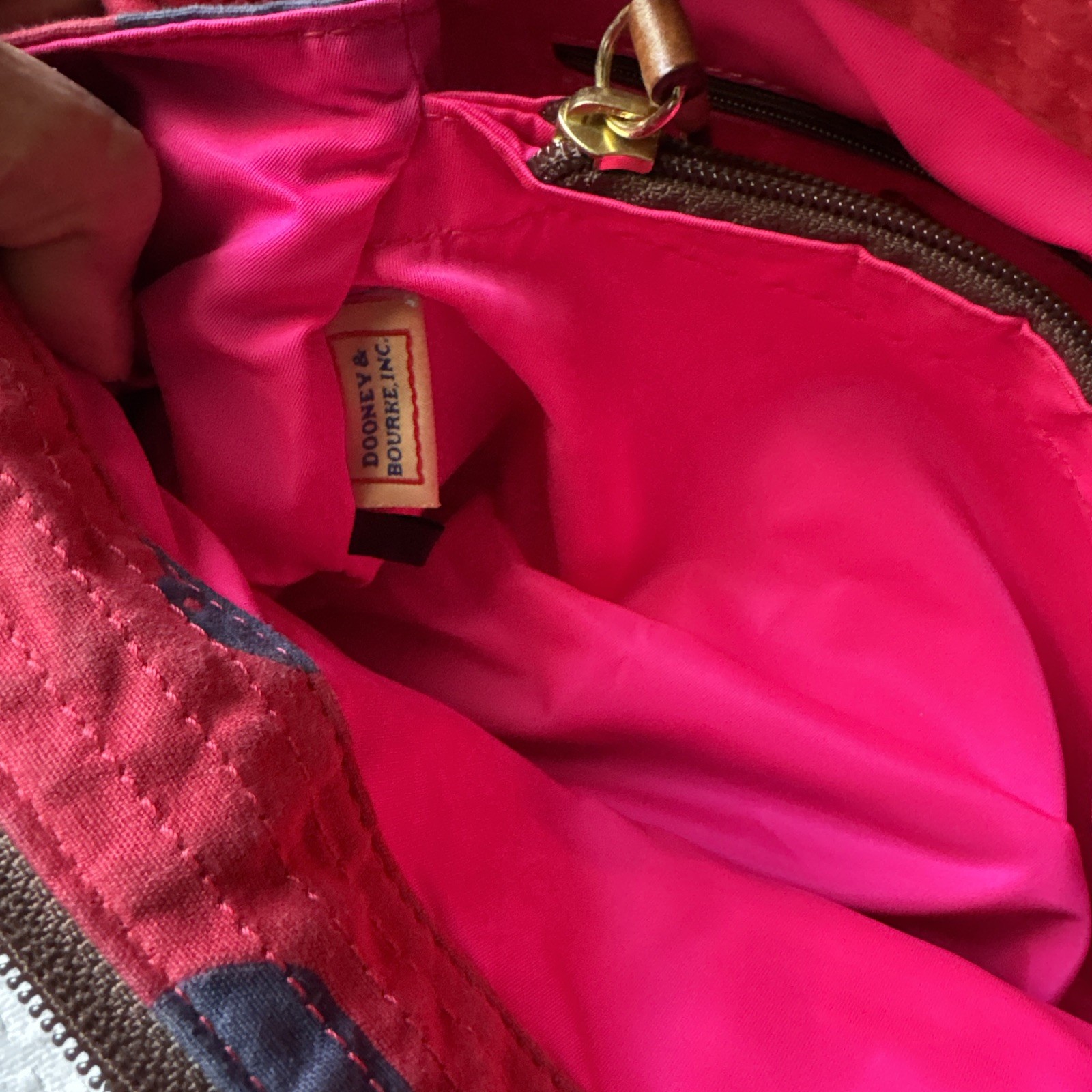 DOONEY & BOURKE Red Big Duck Print Canvas Shoulder Bag Purse EUC