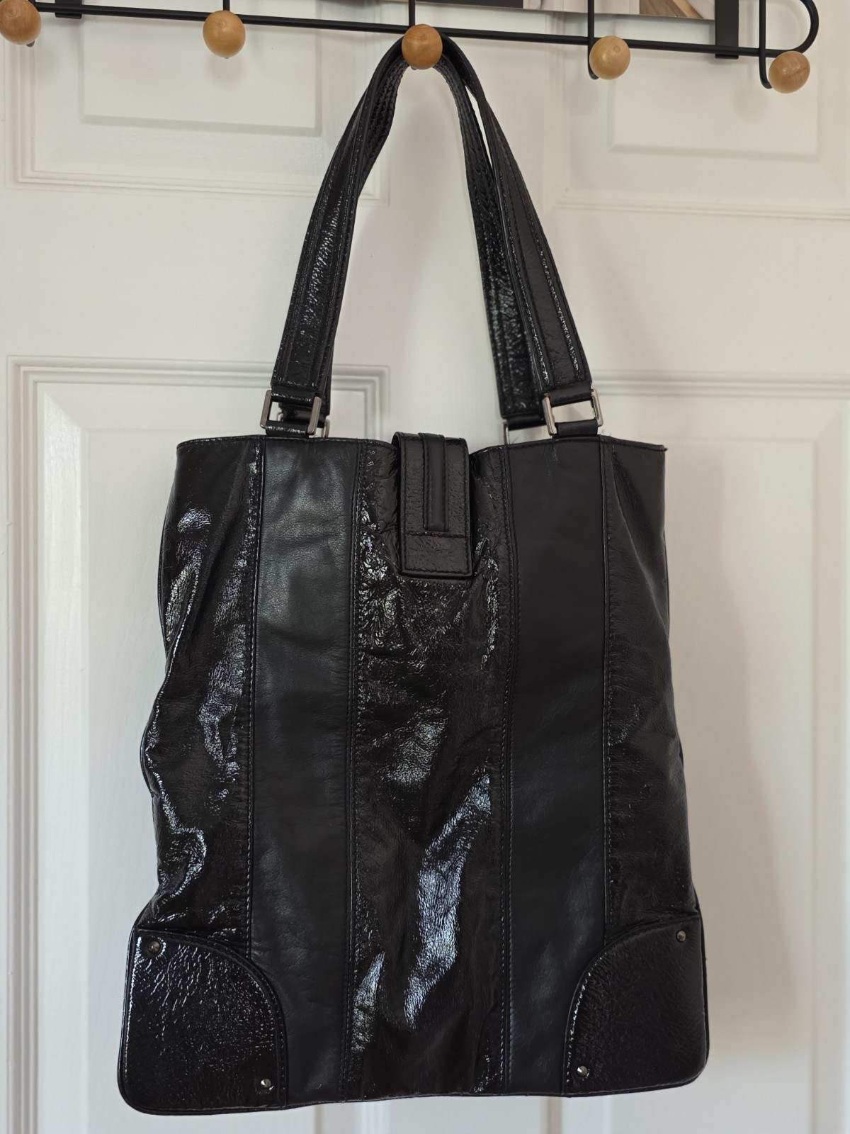 Jill Stuart Black Patent Leather Tote Bag Vintage