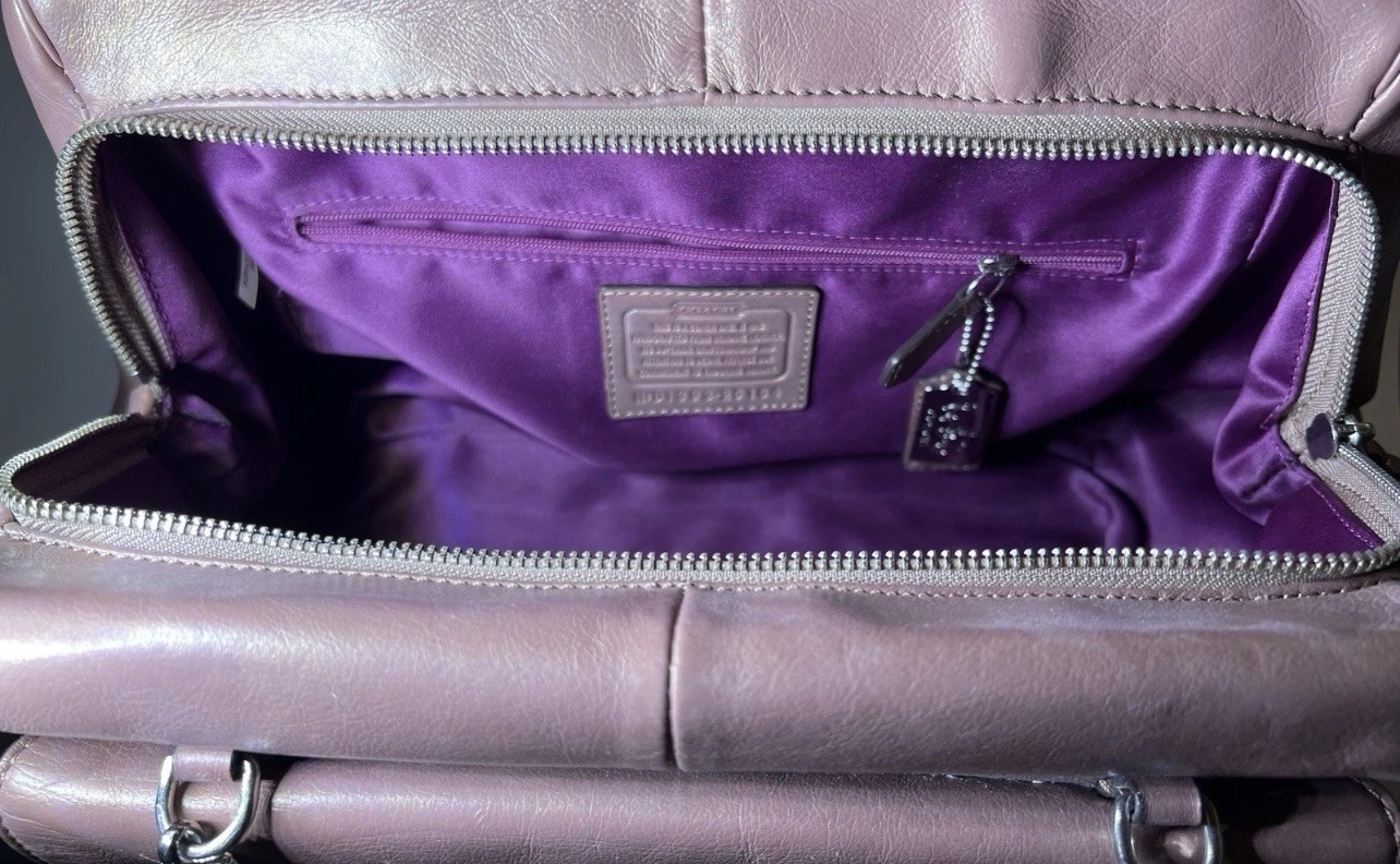 COACH Madison Madeline Satchel Pink Rose Metallic Leather Shoulder Bag 25164 Y2K