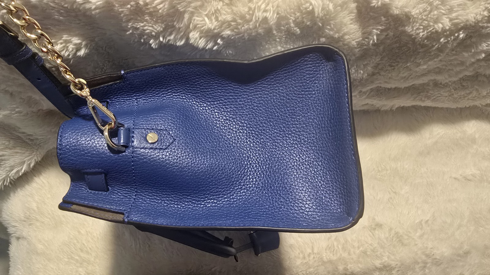 Michael Kors Blue Pebbled Satchel Top Handle Zip Bag w/ Lock & Key & Wallet