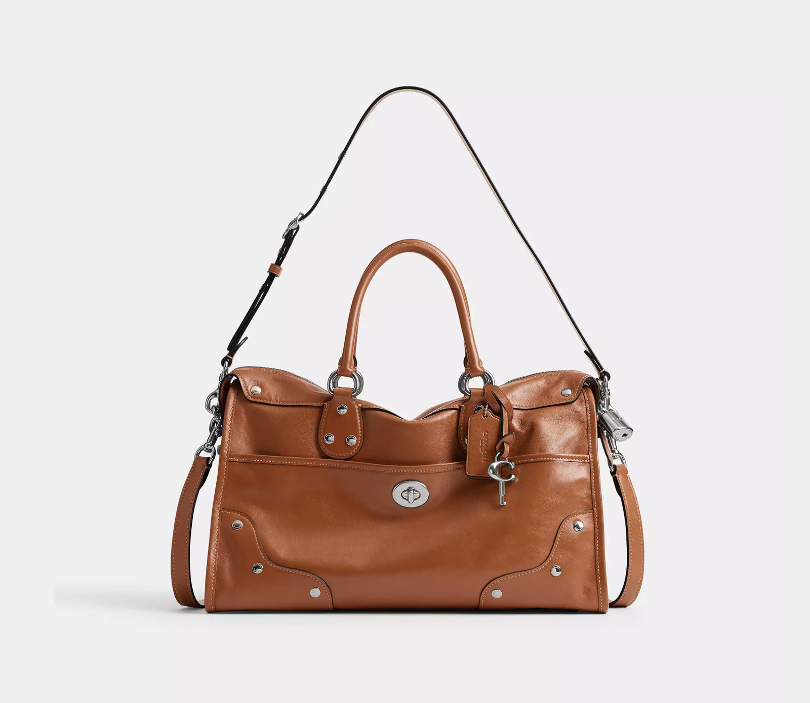 COACH Rider Satchel Bag 38 Light Antique Gold/Amber Brown CFN67 LHYU1 New Auth