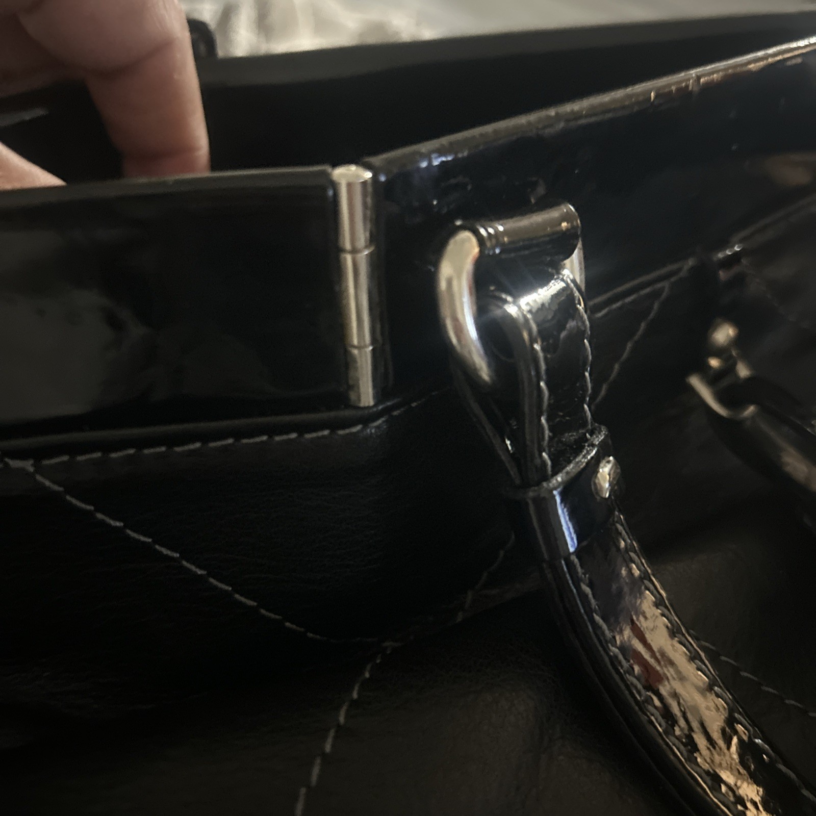 Robert Pietri Black Quilted Leather Tote -Diamond Stitched with Silver Hardware