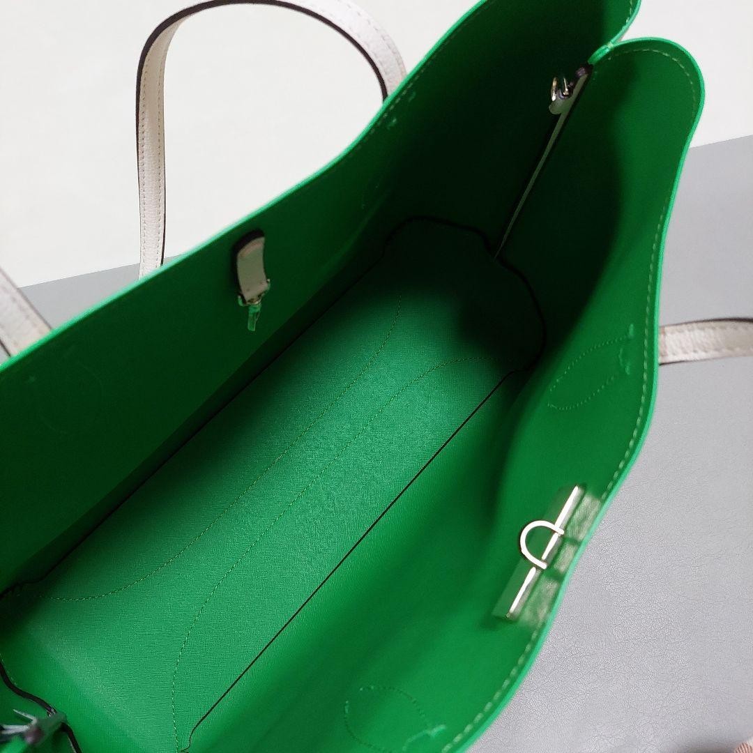 Kate Spade All-Day Tennis Check Large Tote Bag Handbag White Green Used