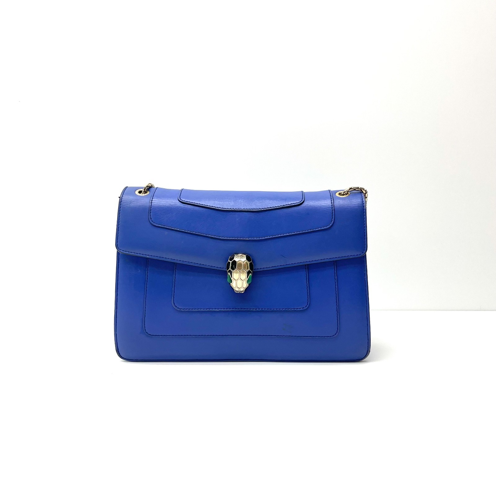 Bvlgari Serpenti Forever Royal Blue Smooth Calfskin Leather Shoulder Bag