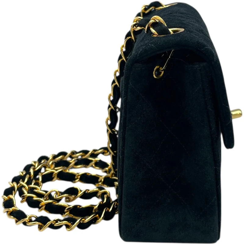 CHANEL Mini Matelassé 18 Black Suede Shoulder Bag #OKB1336