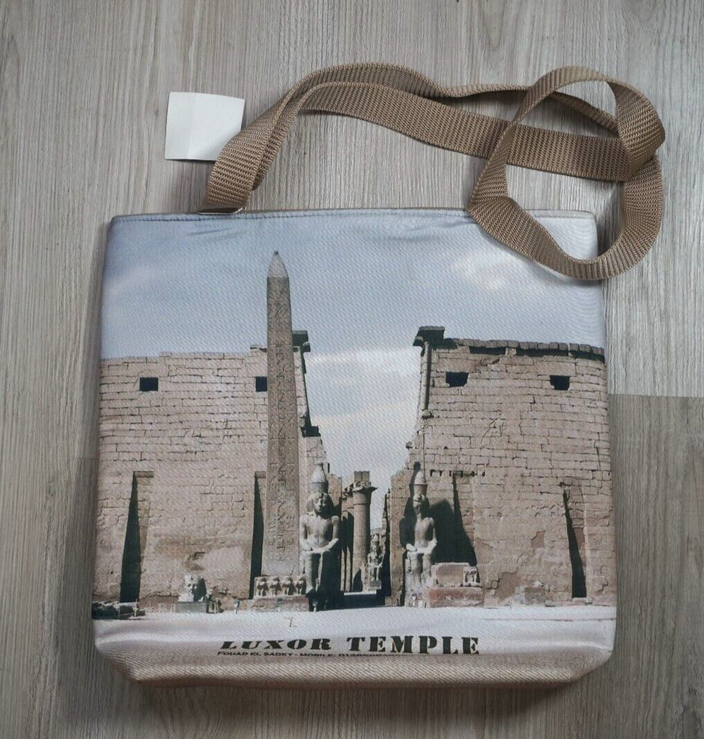 Vintage Luxor Temple Tote Bag Nile Thebes Graphics Made Egypt