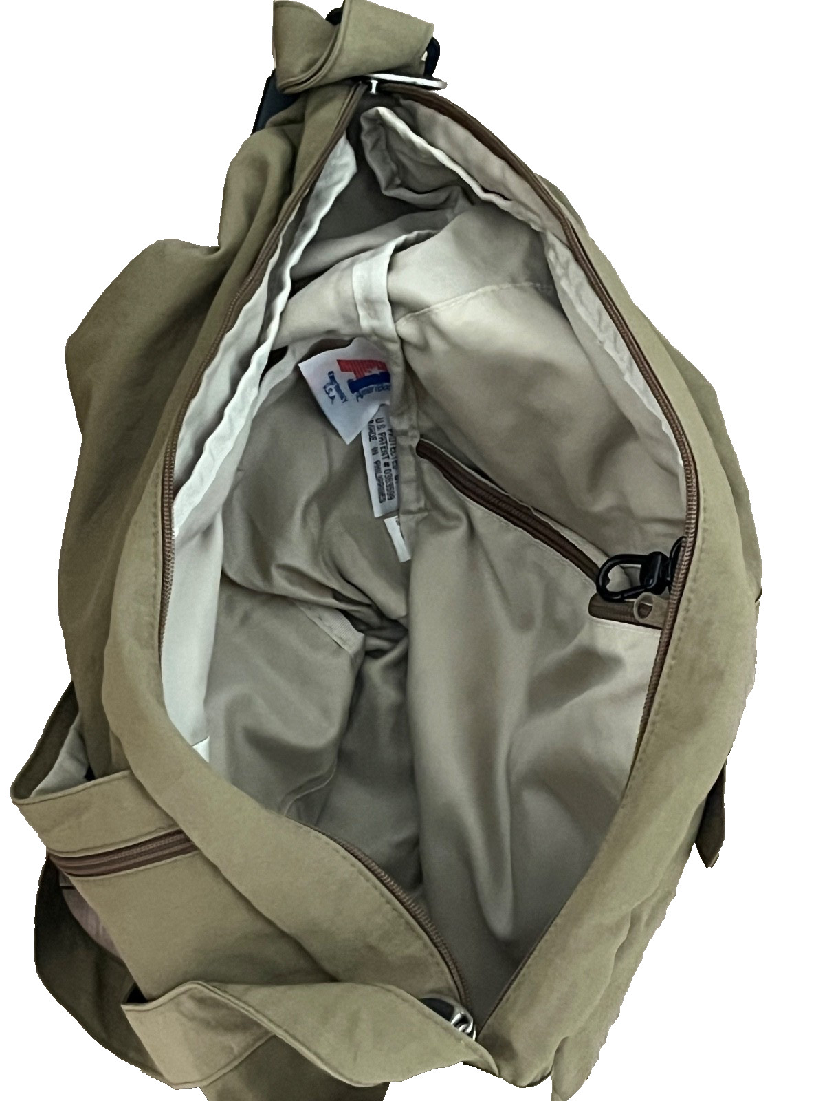 AMERIBAG OLIVE GREEN NYLON ORGANIZER HEALTHY BACK SLING SHOULDER BAG PURSE 19″