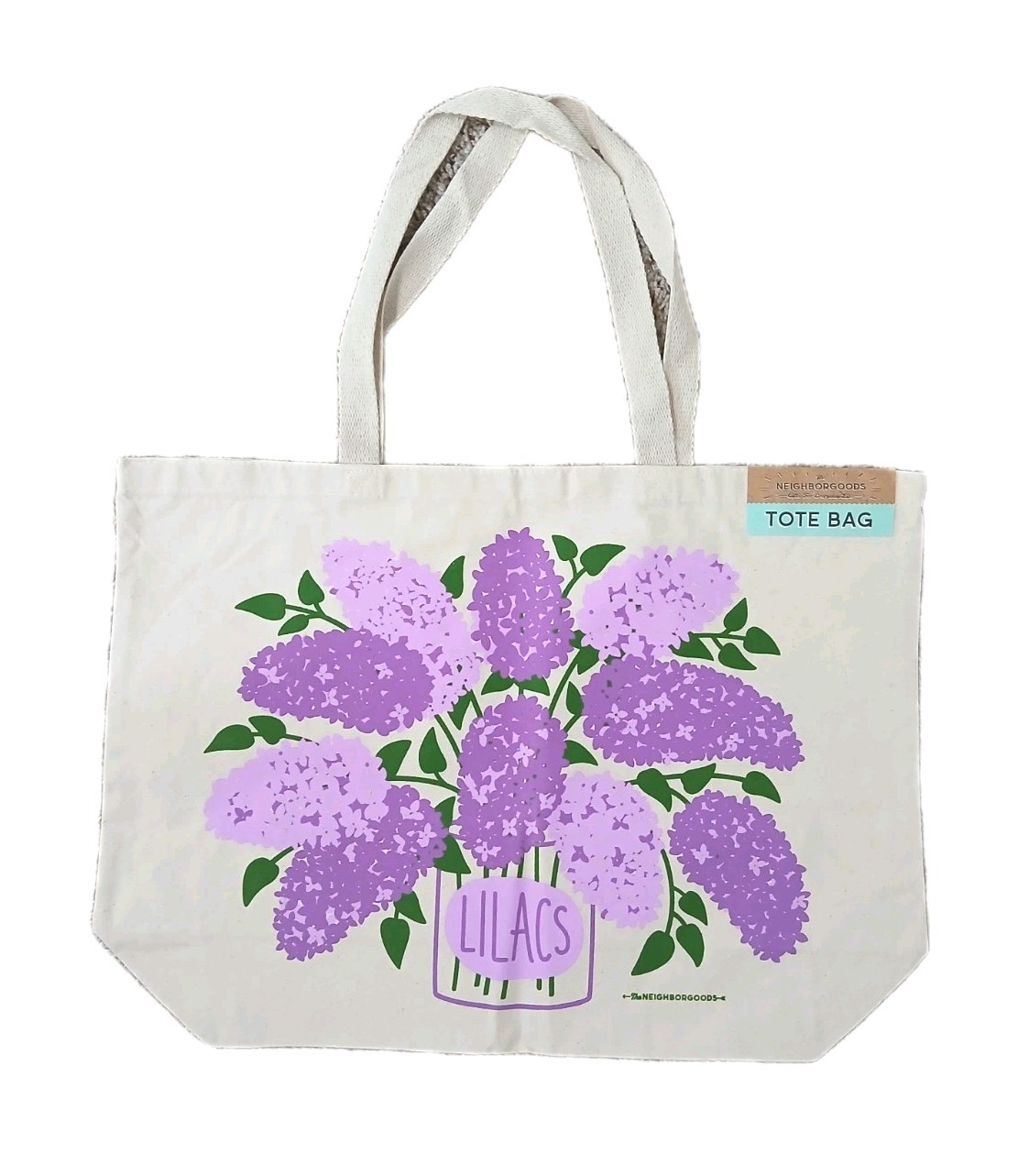 The Neighborgoods 100% Cotton 20″x14″x5½” Beige Lilac Tote Bag