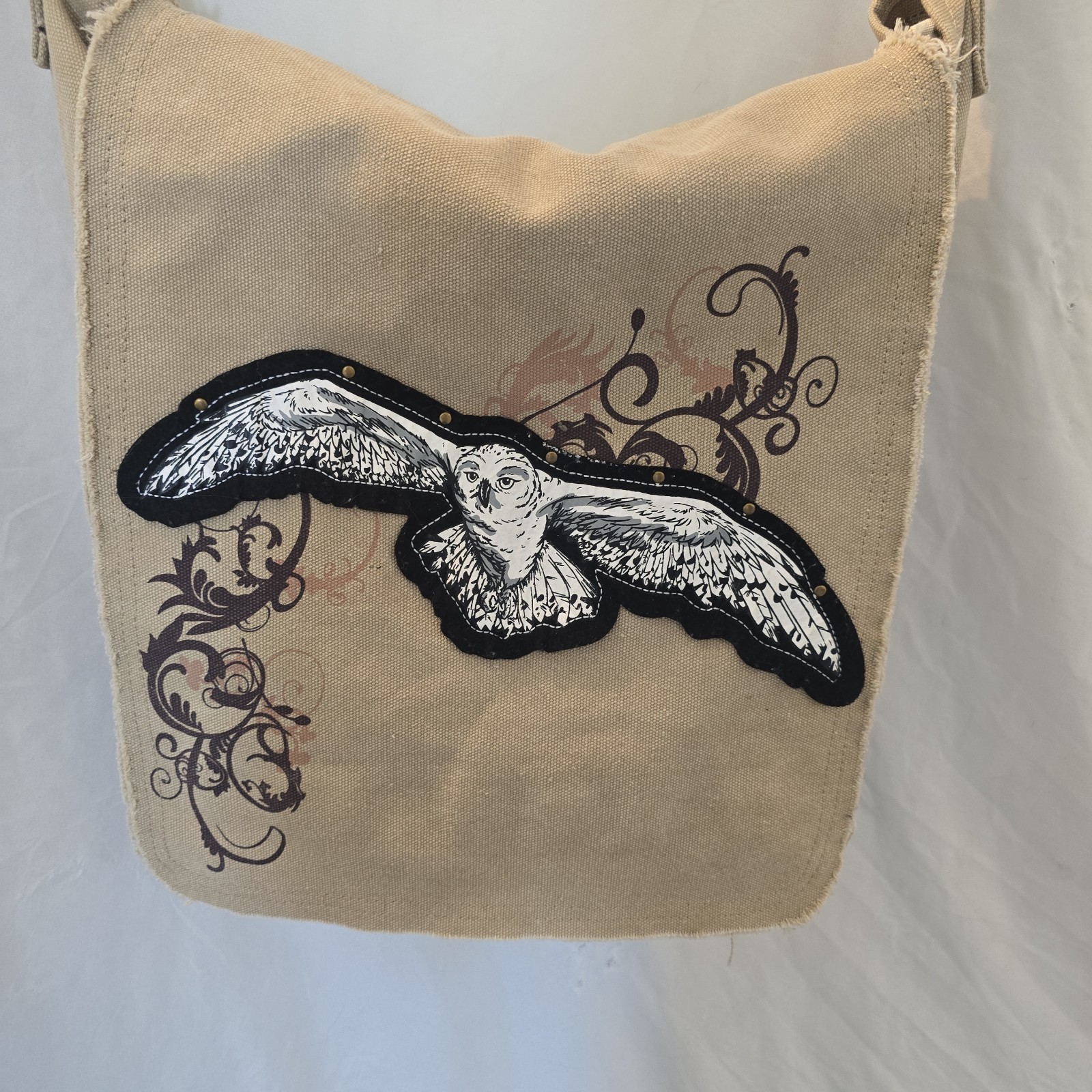 Harry Potter Hedgewig Owl Crossbody Messenger Bag Y2K Vibes Canvas Studded