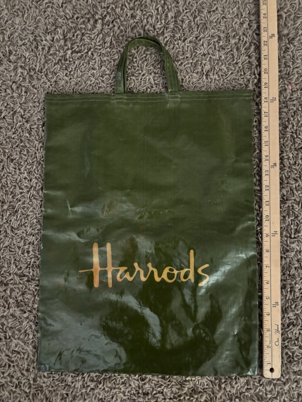 Vintage Harrods Army Green PVC Double Strap Tote Bag – Made In UK by Ulster