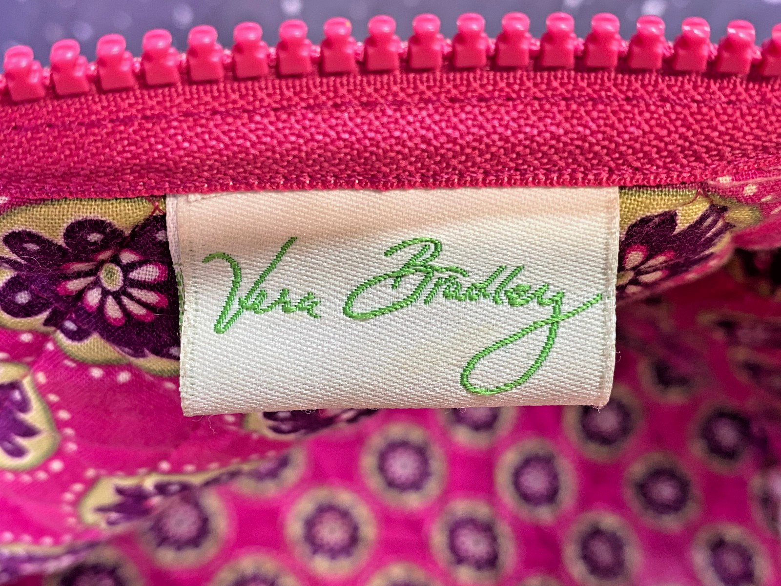 Vera Bradley Duffel Bag Very Berry Paisley Pattern Shoulder Straps with ID Tag