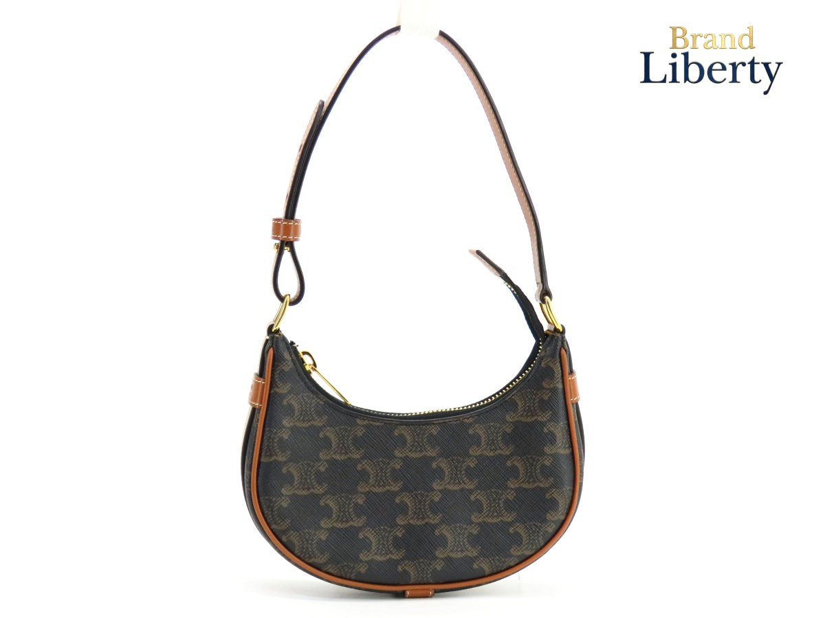 CELINE Mini Ava Triomphe One-Shoulder Bag Hobo bag Black 10I602DS1.04LU