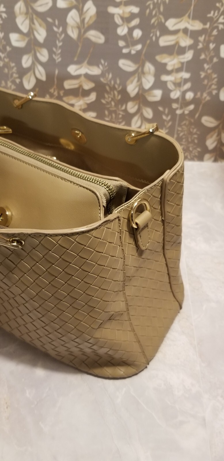 crossi Newyork handbag Weave Texture 3 Compartmentalized Zipper — w/o Strap
