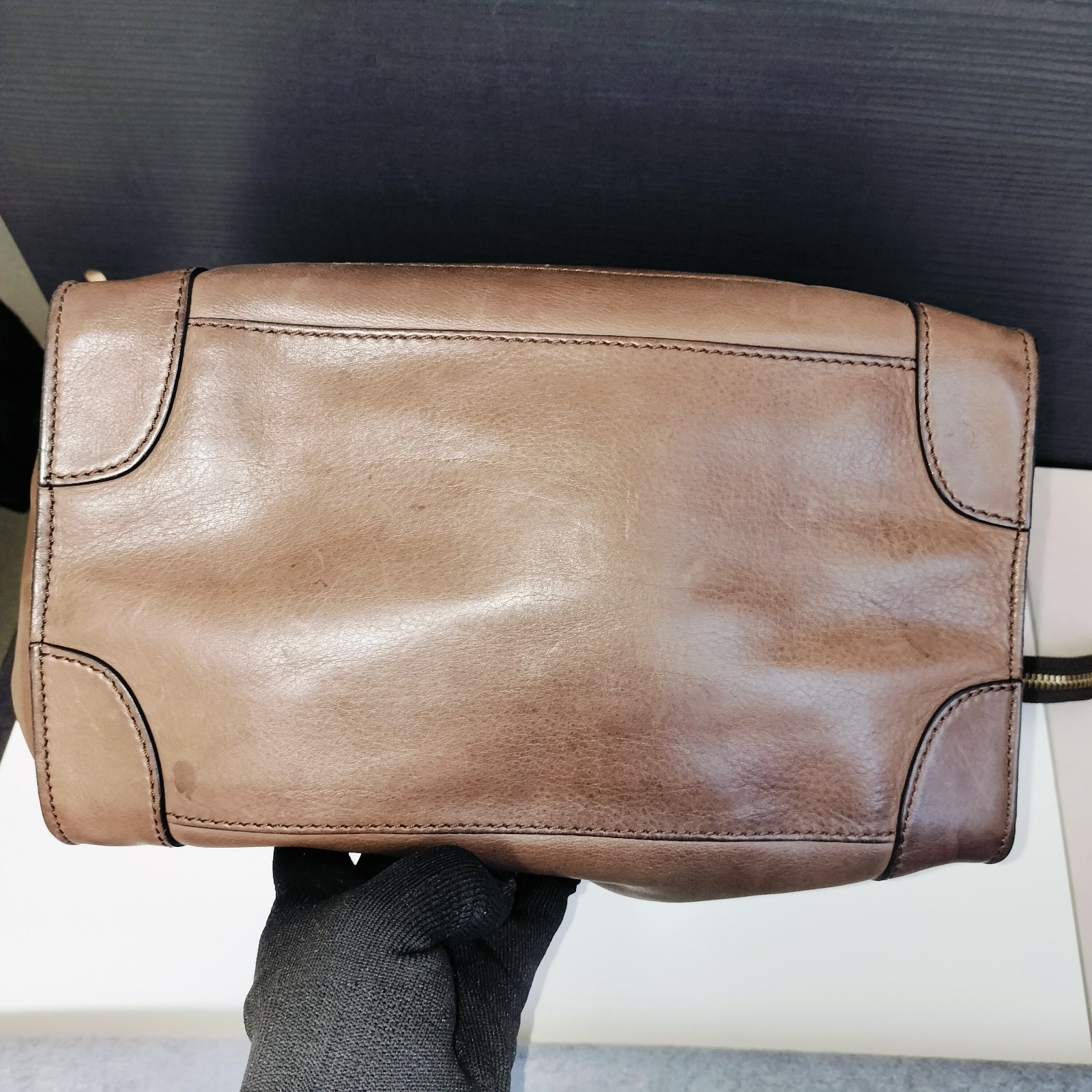 CELINE Luggage Mini Shopper Leather Tote Handbag Brown used JAPAN #260314