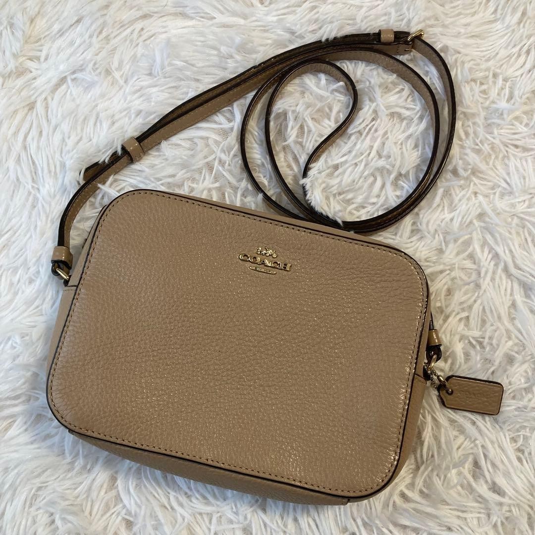 Coach Shoulder Bag Camera Bag Jamie Leather Zip Closure