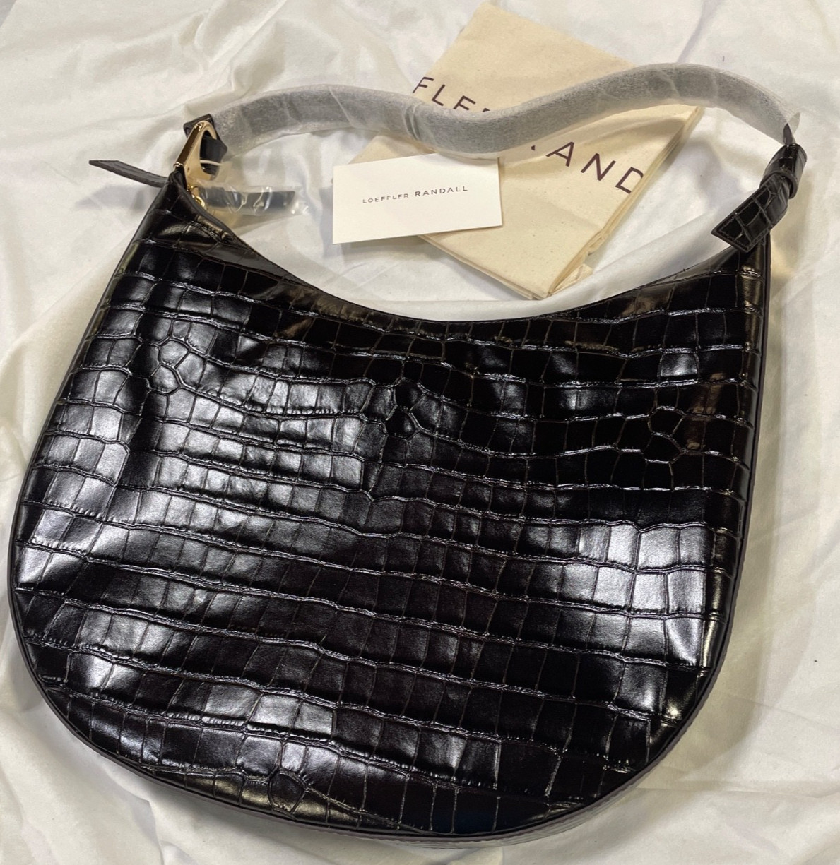 Loeffler Randall Morgan Crocodile Leather Shoulder Bag