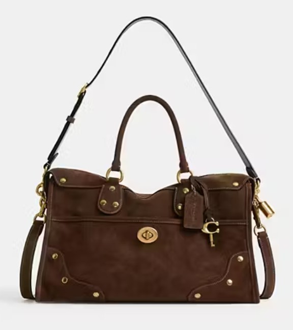 COACH Rider Satchel 38 Dark Chocolate Leather Shoulder Crossbody Bag CFN68 B4Z5D