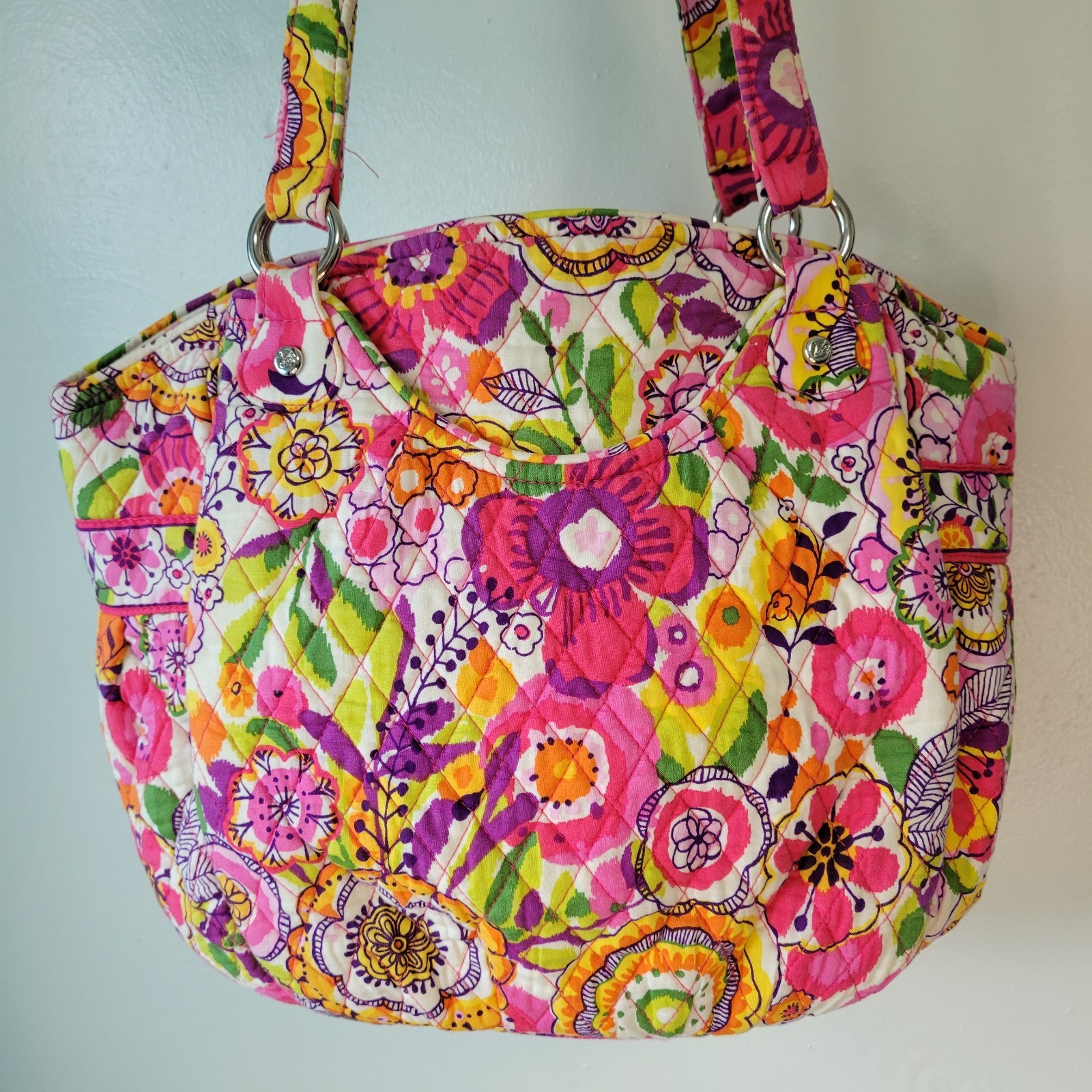 Vtg Retired Vera Bradley Shoulder Tote Bag Clementine floral purse NICE quilted