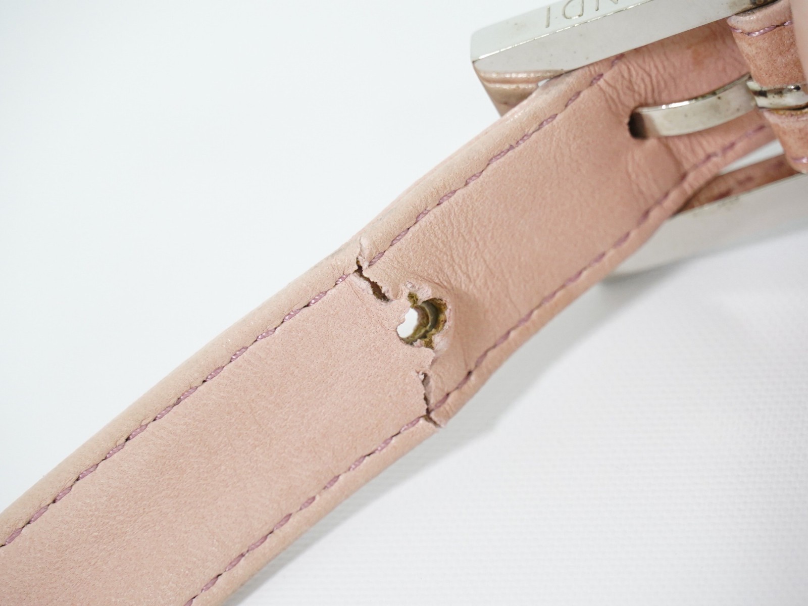 FENDI Mamma Baguette Leather One Shoulder Bag Pink Silver