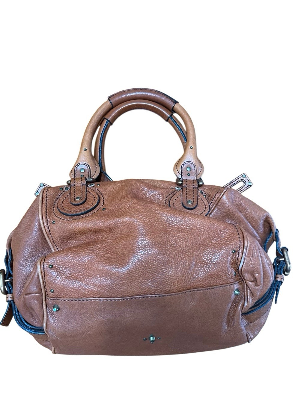 Chloe’ Paddington Cognac Pebble Leather Slouch Shoulder Bag Lock & Key