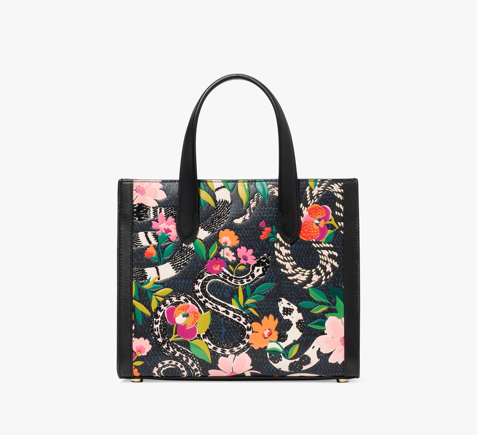 Kate Spade Manhattan Floral Snake Print Small Tote Leather Crossbody ~NWT~ Black