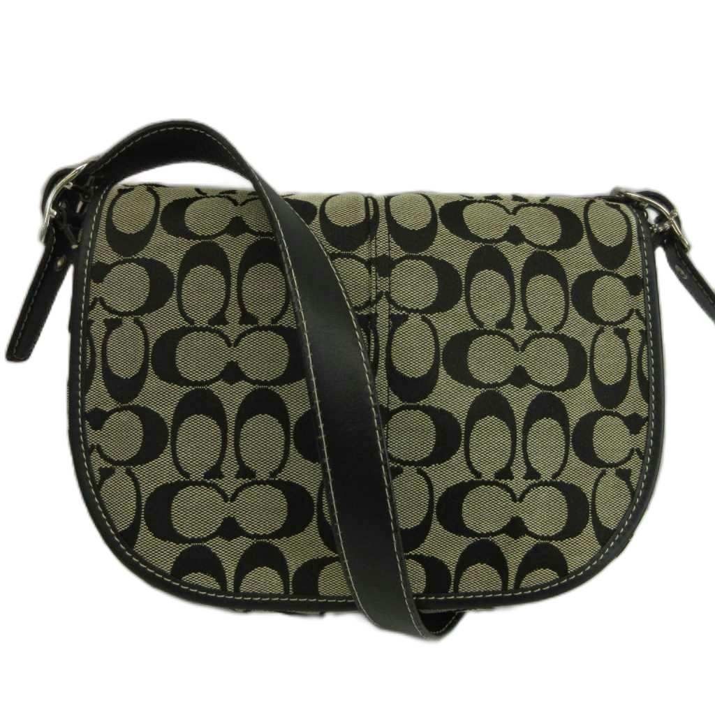 Authentic Coach Signature Black Canvas Leather Shoulder Bag 20cm x 27.5cm Damage