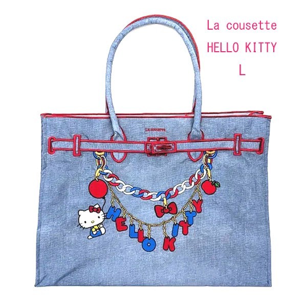 ≪Authentic≫LA COUSETTE HELLO KITTY CHARM / New Classical Eco Bag L DENIM