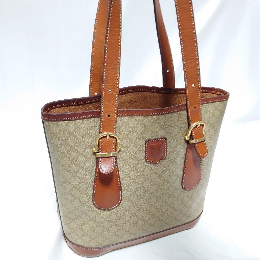 CELINE MACADAM Tote Bag 22x24x9 cm Vintage Authentic Rare Old Style