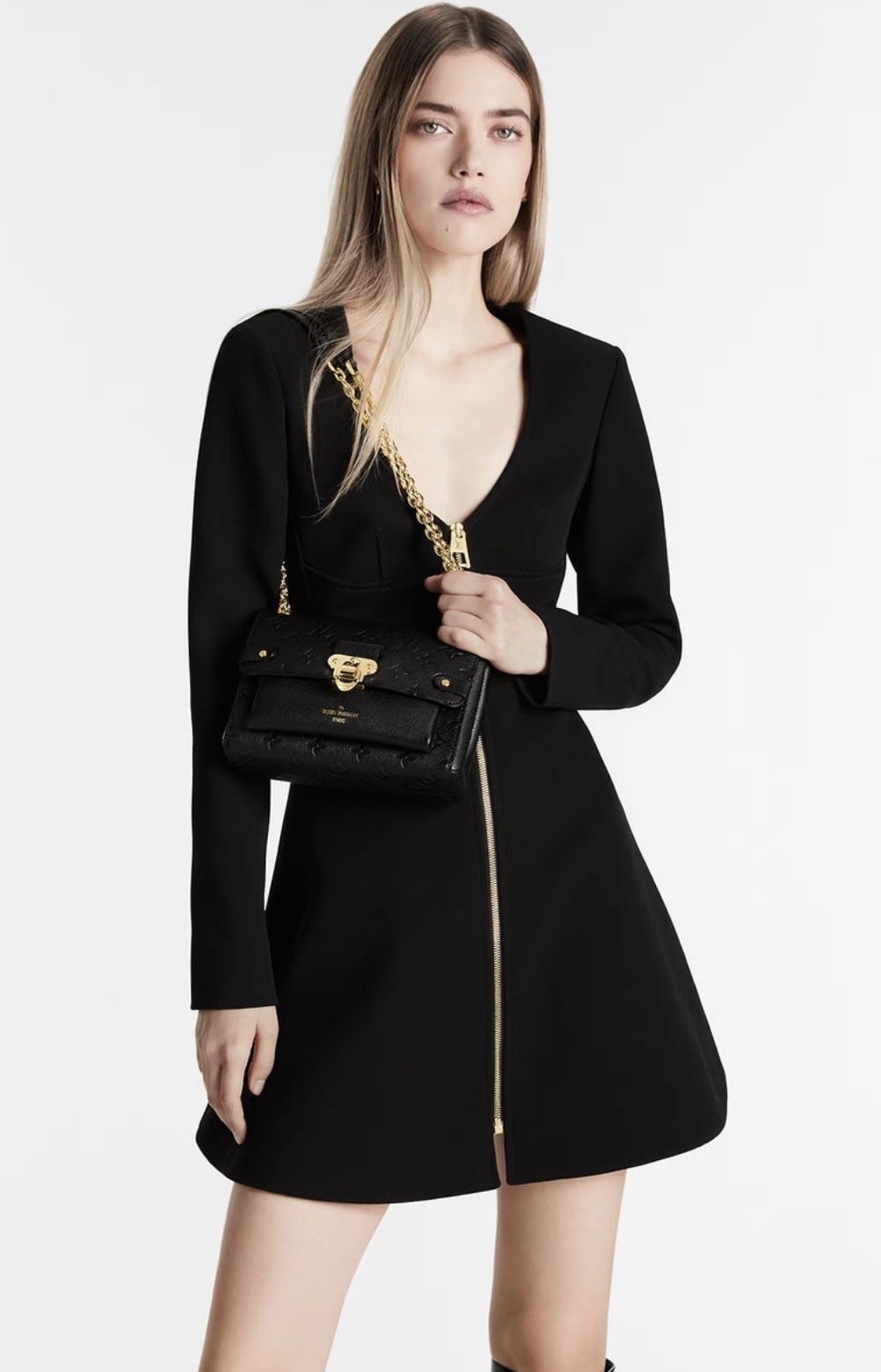 Authentic Louis Vuitton Vavin PM Empreinte Chain Shoulder Bag Black Gold