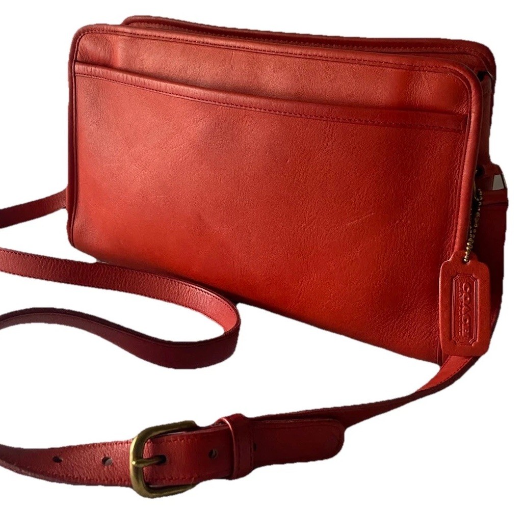 Vintage Coach Swagger Red Leather Shoulder Crossbody Bag Style 9820 Made In USA