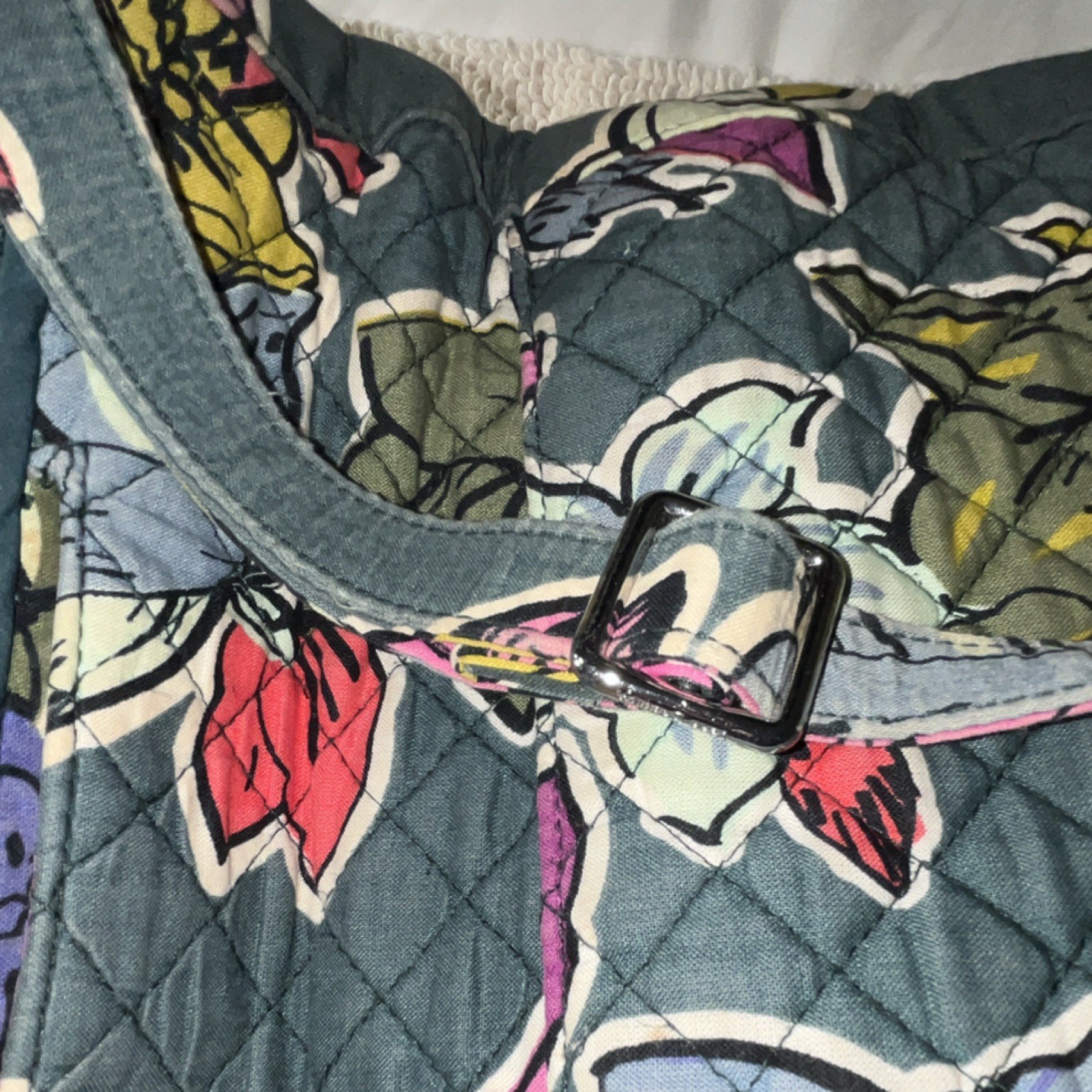 Vera Bradley Teal Multicolor Quilted Floral Shoulder Bag Adjustable Strap