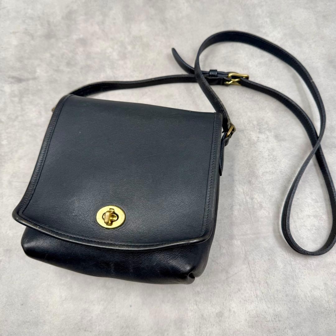 Old Coach Turn Lock Shoulder Bag Black Vintage