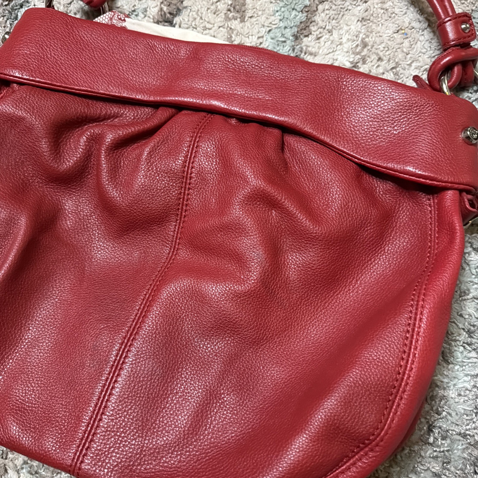Allison Scott Adrianna Red Leather Hobo Single Strap Shoulder Bag Excellent