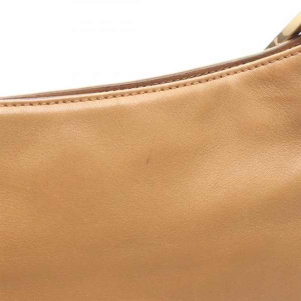 Salvatore Ferragamo Shoulder Bag Leather Brown Women Used Authentic 21cm