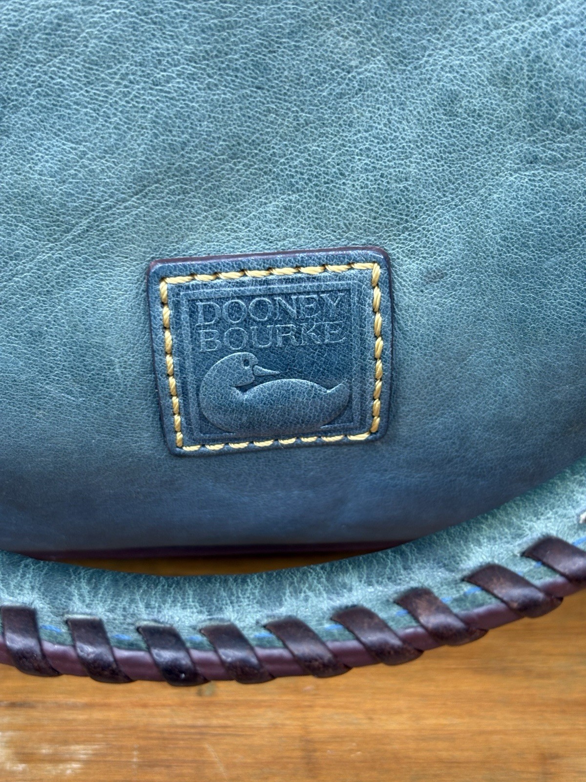 Dooney & Bourke Florentine Domed Buckle Satchel Teal Leather Tassel Bag J4092168