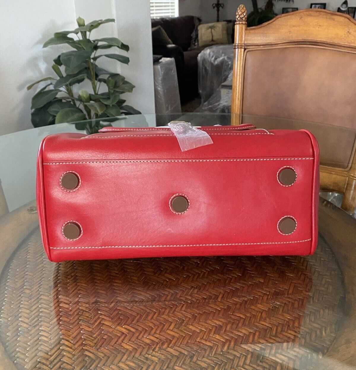 Dooney & Bourke Toscana ~Red~ Large Florentine Leather Front Pocket Satchel Bag