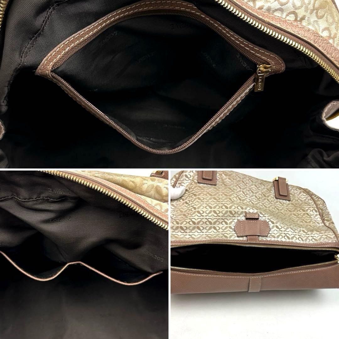 LOEWE Bowling Bag Traveler Repeat Anagram Canvas Leather Clochette Lock Dust Bag
