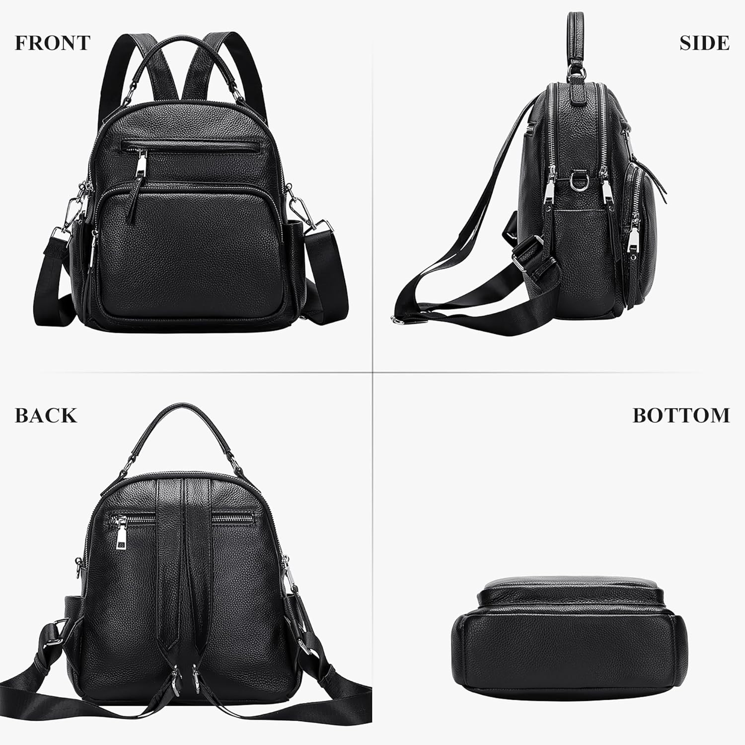 Chic 4-in-1 Genuine Leather Convertible Backpack Purse for Women