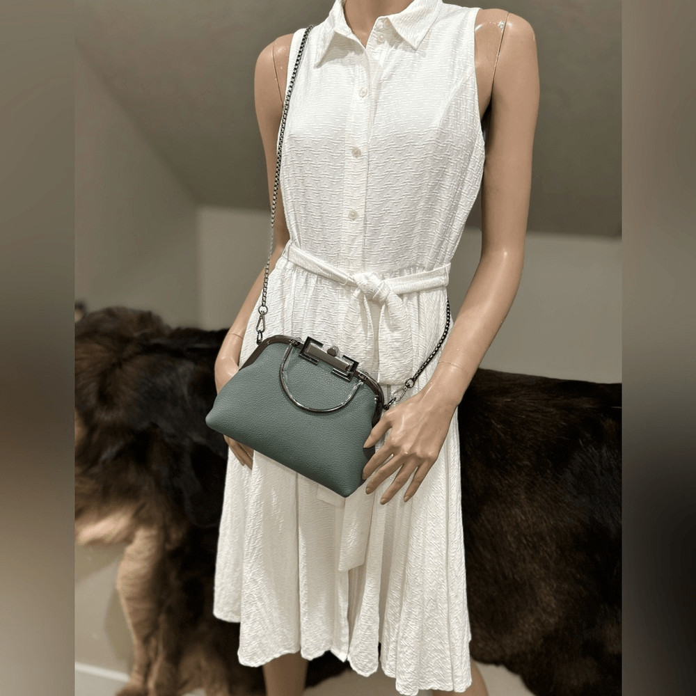 Handmade Genuine Premium Togo Leather Top Handles Bag/ Crossbody & 2 Chains