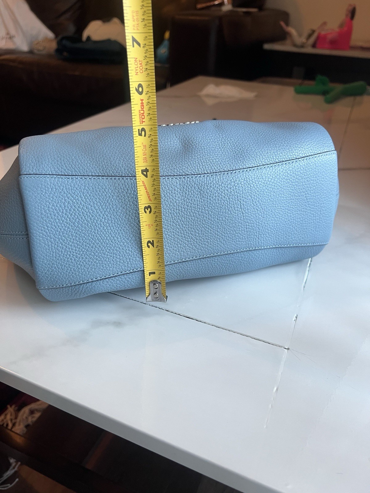 Coach V5/Aqua Elise Polished Pebble Leather Satchel