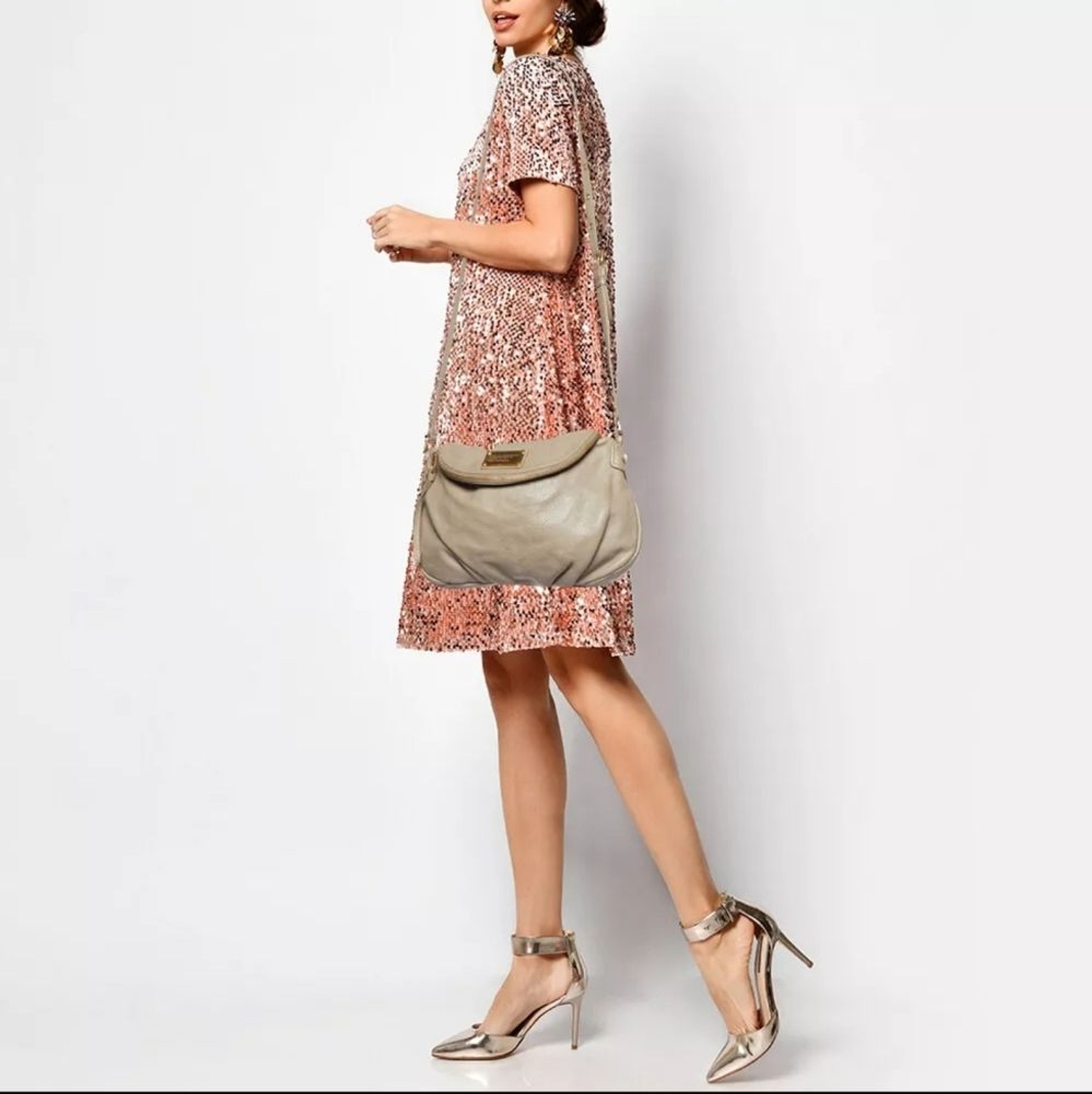 Marc by Marc Jacobs Classic Q Natasha Crossbody Bag Gray Leather Casual Travel