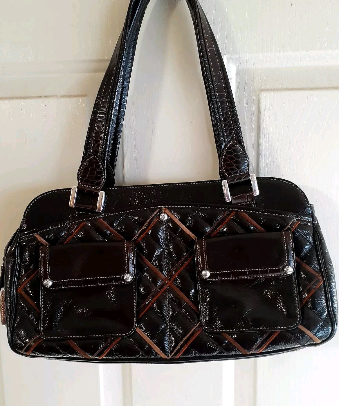 Brighton Quilted Patten Leather brown and multi color Purse/bag.